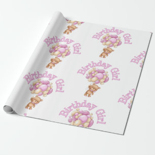 Girl  idea Birthday Bear Wrapping Paper