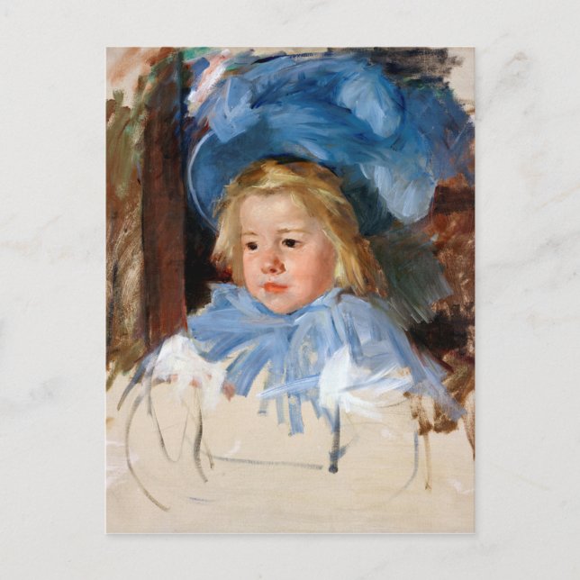 Girl in a Blue Bonnet, Mary Cassatt Postcard (Front)