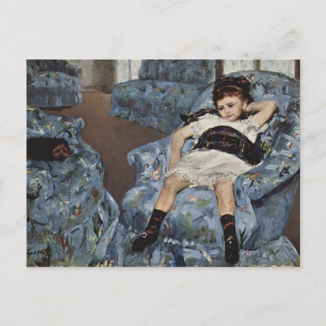 Girl in A Blue Chair, Mary Cassatt Postcard (Front)