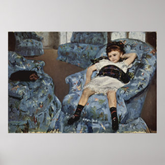 Girl in A Blue Chair, Mary Cassatt Poster