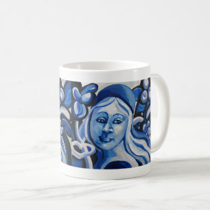 Girl in a blue hat coffee mug