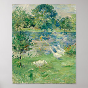 girl in a boat with geese poster