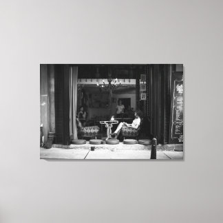 Girl in a Cafe and Coffee TIme - Street Photo Canvas Print