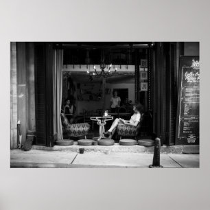 Girl in a Cafe and Coffee TIme - Street Photo Poster