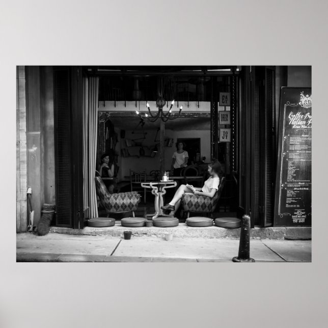 Girl in a Cafe and Coffee TIme - Street Photo Poster (Front)