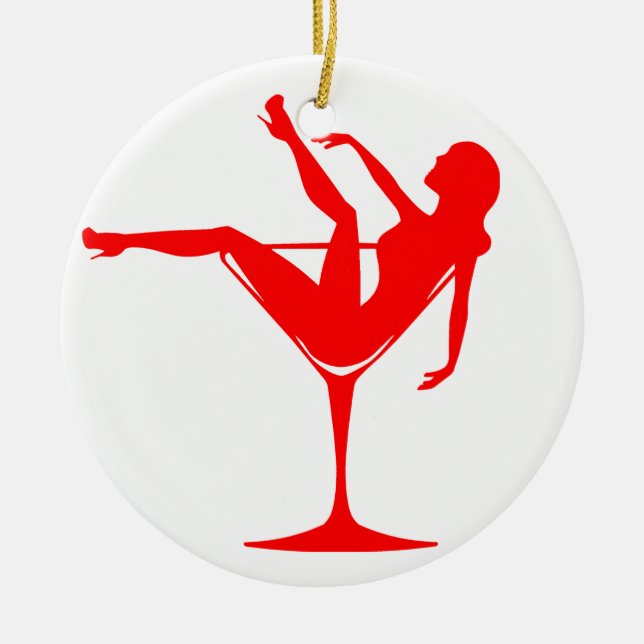 Girl in a Cocktail Glass Ceramic Tree Decoration (Front)