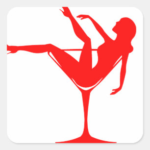 Girl in a Cocktail Glass Square Sticker