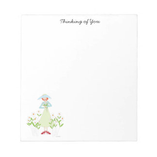 Girl in a garden of daises notepad