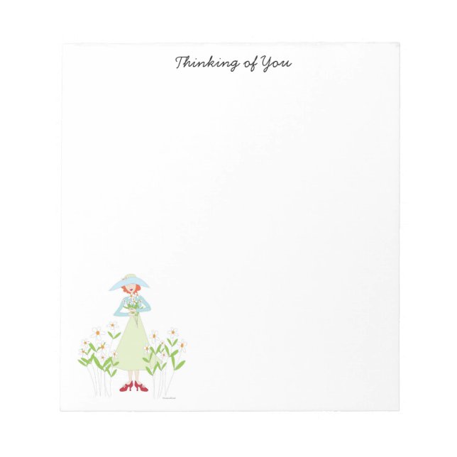 Girl in a garden of daises notepad (Front)