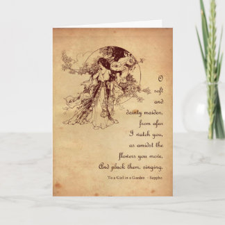 Girl in a Garden Valentine Holiday Card