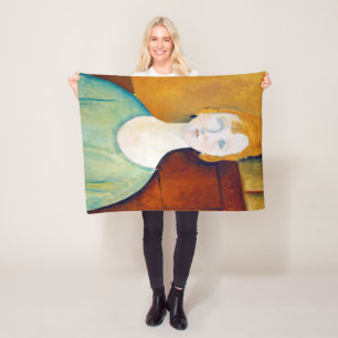 Girl in a Green Blouse, Modigliani Fleece Blanket