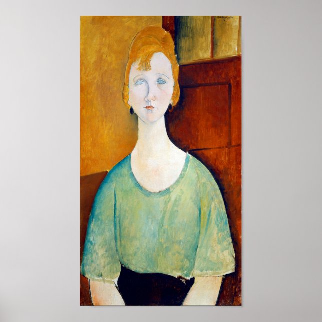 Girl in a Green Blouse, Modigliani Poster (Front)
