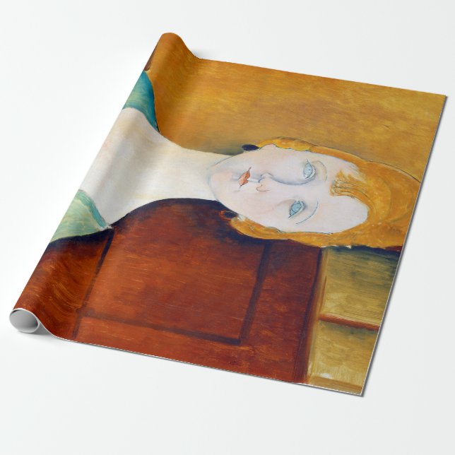 Girl in a Green Blouse, Modigliani Wrapping Paper (Unrolled)