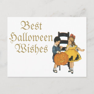 Girl in a Halloween Black Cat Dress Postcard