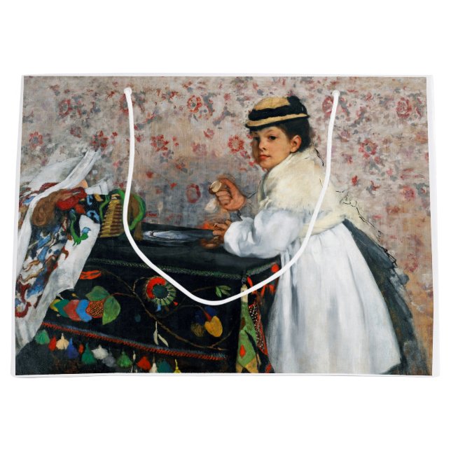 Girl in a Hat, Edgar Degas Large Gift Bag (Front)