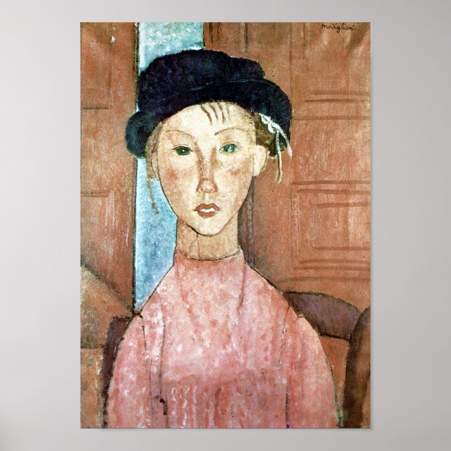 Girl in a Hat, Modigliani Poster (Front)
