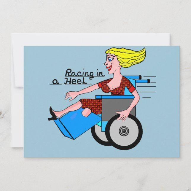 Girl in a Heel needs Wheels Amputee Invitation (Front)