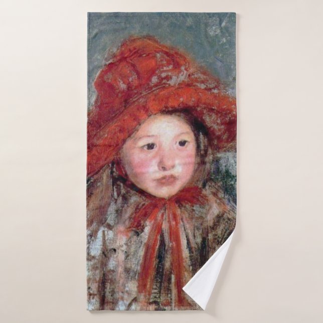 Girl in a Large Red Hat, Mary Cassatt Bath Towel (Bath Towel)
