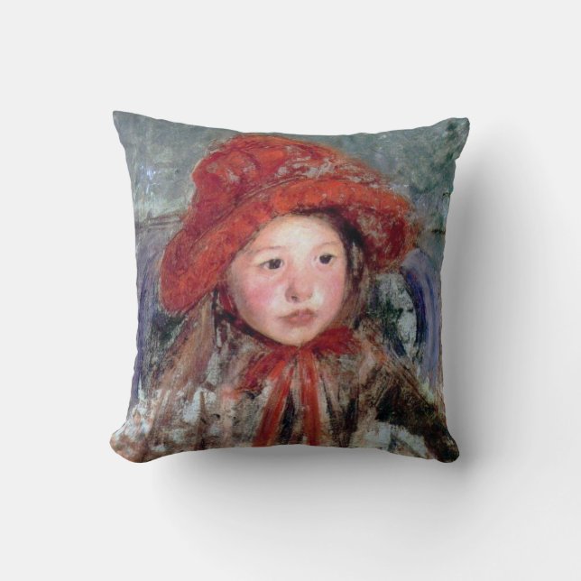 Girl in a Large Red Hat, Mary Cassatt Cushion (Front)