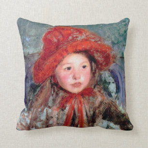Girl in a Large Red Hat, Mary Cassatt Cushion