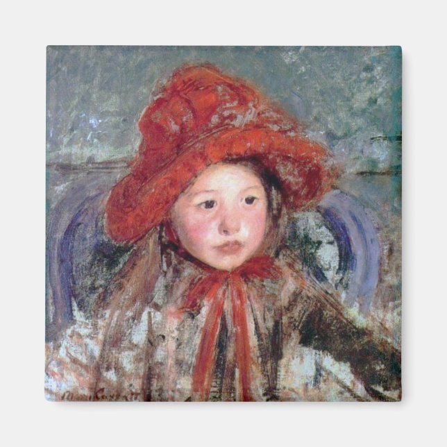 Girl in a Large Red Hat, Mary Cassatt Magnet (Front)
