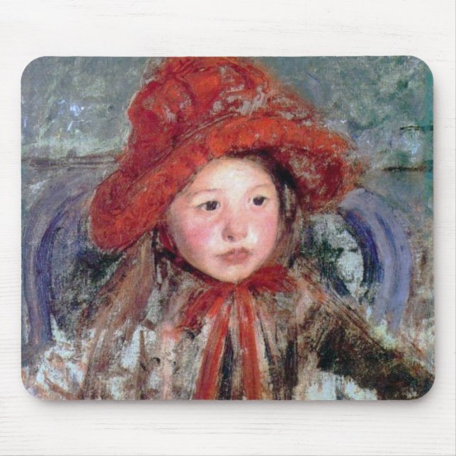Girl in a Large Red Hat, Mary Cassatt Mouse Mat (Front)