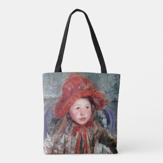Girl in a Large Red Hat, Mary Cassatt Tote Bag (Back)