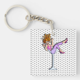 GIRL IN A MARTINI GLASS (Red) ACRYLIC KEYCHAIN