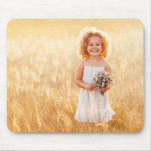 Girl in a Meadow with a Bouquet of Wildflowers Mouse Mat
