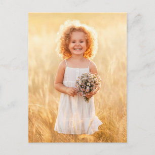 Girl in a Meadow with a Bouquet of Wildflowers Postcard
