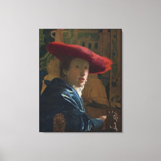 Girl in a Red Hat Vermeer Canvas Print (Front)