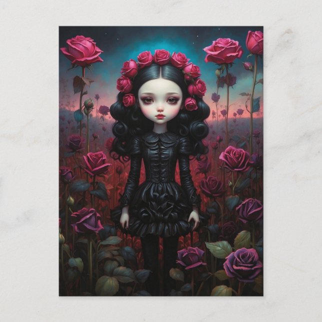 Girl in a rose field postcard (Front)