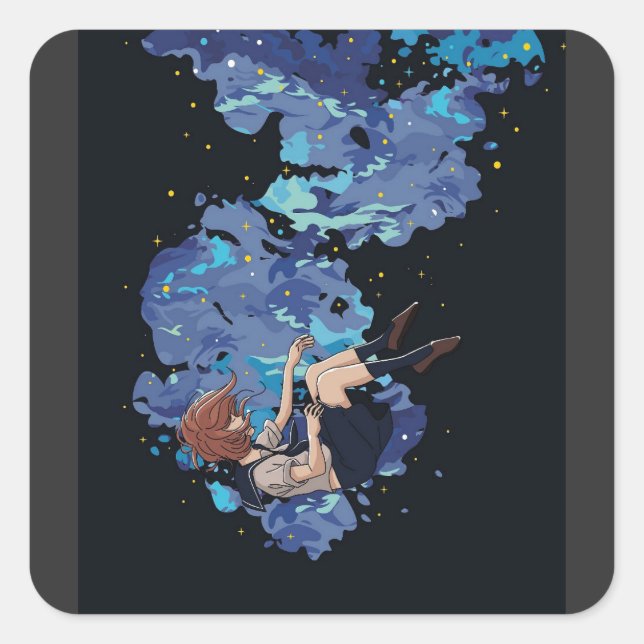 Girl in a Vacuum Square Sticker (Front)