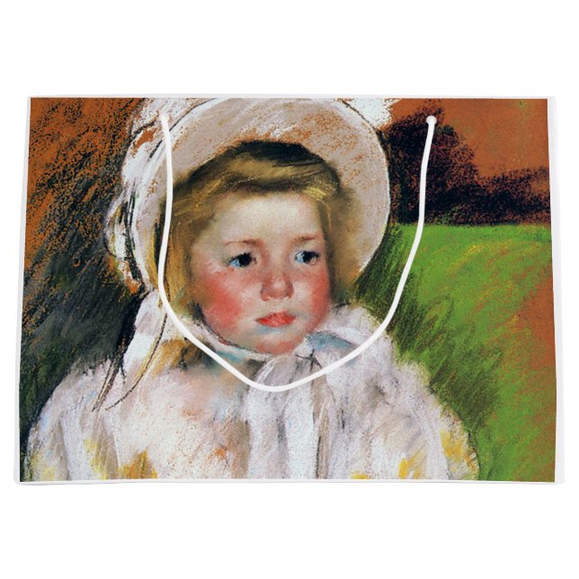 Girl in a White Bonnet, Mary Cassatt Large Gift Bag (Front)