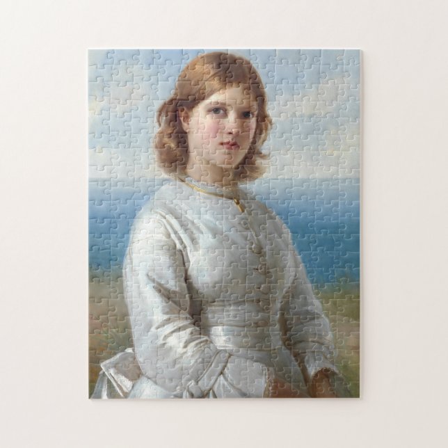 Girl in a White Silk Dress for Holy Communion Jigsaw Puzzle (Vertical)