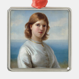 Girl in a White Silk Dress for Holy Communion Metal Tree Decoration