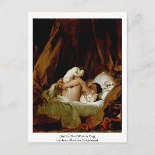 Girl In Bed With A Dog By Jean-Honore Fragonard Postcard