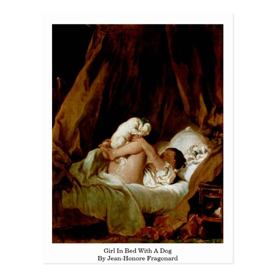 Girl In Bed With A Dog By Jean-Honore Fragonard Postcard
