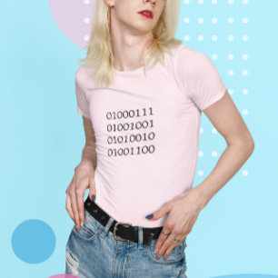 Girl in Binary Code Tee Shirt