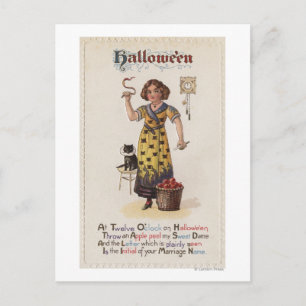Girl in Black Cat Dress with Black Cat Postcard