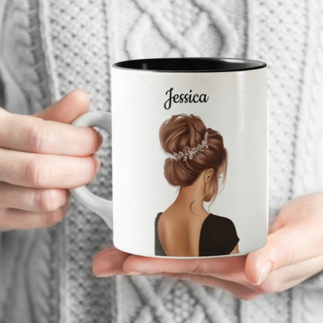 Girl in Black Personalised Custom Coffee  Two-Tone Coffee Mug (Creator Uploaded)