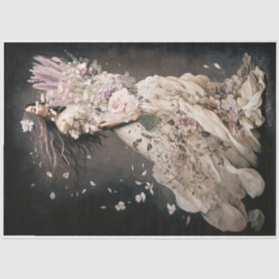 Girl in Bloom, humming bird & floral portrait Art Tissue Paper