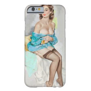 Girl in Blue, Brown & Bigelow Calendar Pin Up Art Barely There iPhone 6 Case