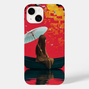 Girl in Boat Under Soft Light iPhone Case