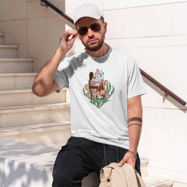 Girl In Chair With Drawn Tulips T-Shirt (Creator Uploaded)