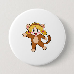 Girl in Costume as Monkey 7.5 Cm Round Badge