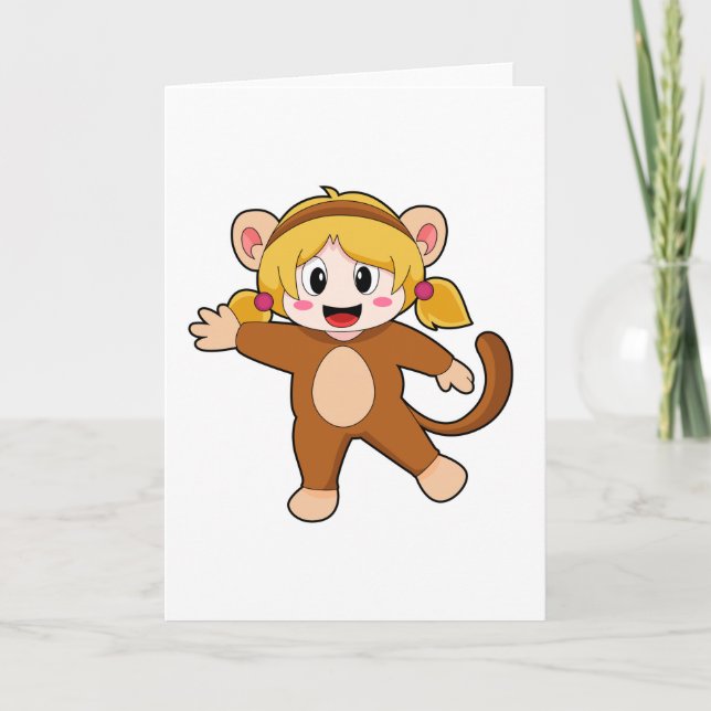 Girl in Costume as Monkey Card (Front)