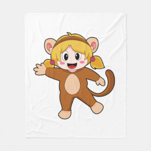 Girl in Costume as Monkey Fleece Blanket