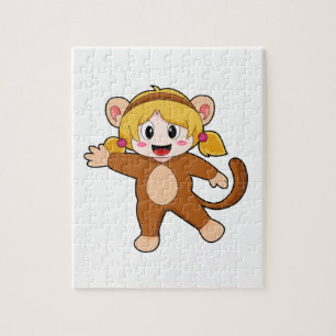 Girl in Costume as Monkey Jigsaw Puzzle