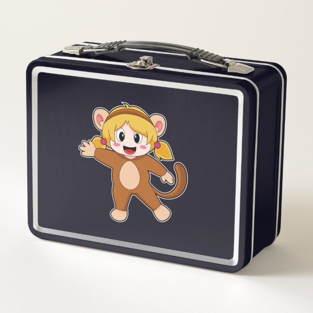 Girl in Costume as Monkey Metal Lunch Box (Front)